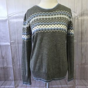 Cato Gray Sweater Large Long Sleeve Fair Isle
